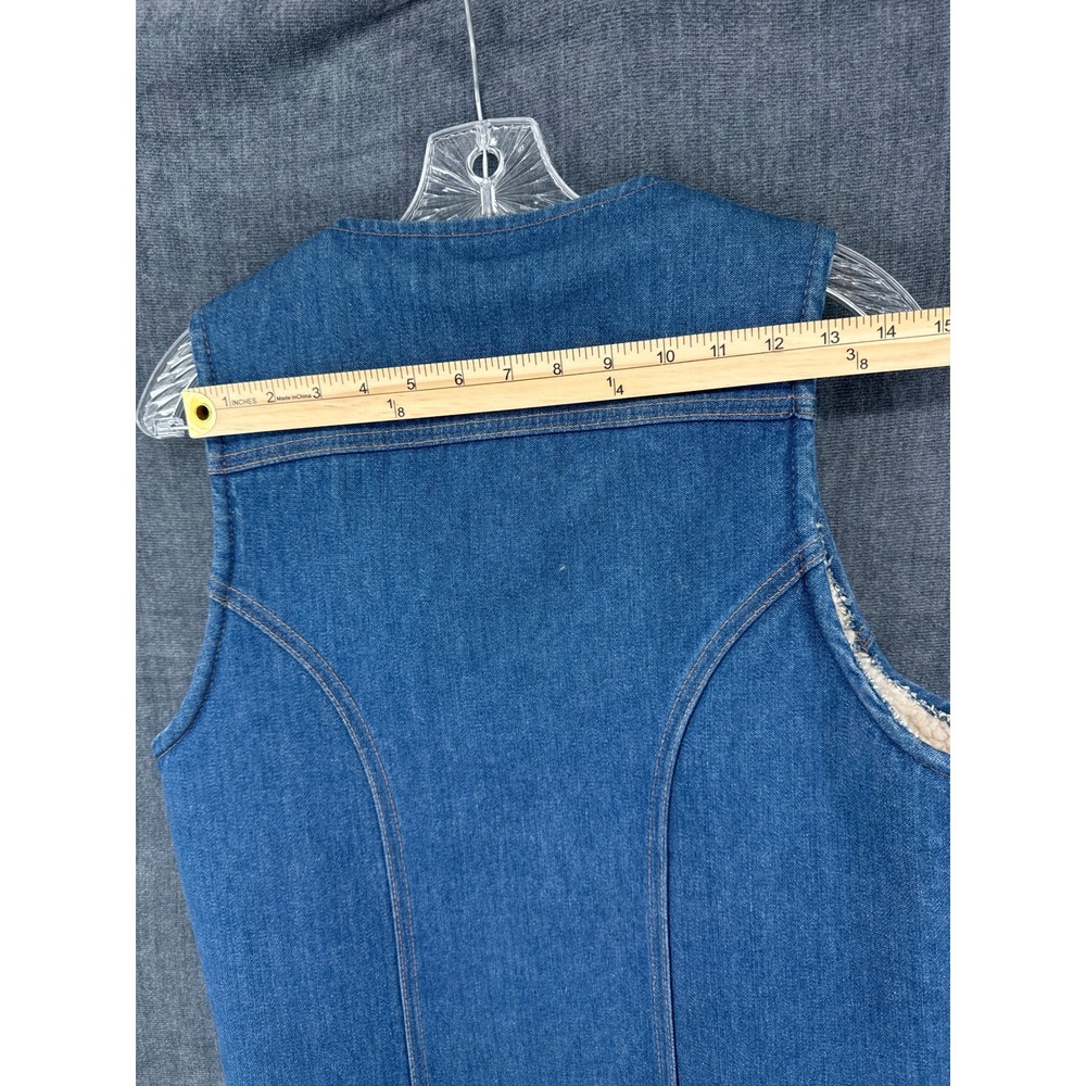 Wrangler Sherpa Lined Denim Vest Mens Medium Blue Western Ranch Cowboy USA VTG - Picture 10 of 10